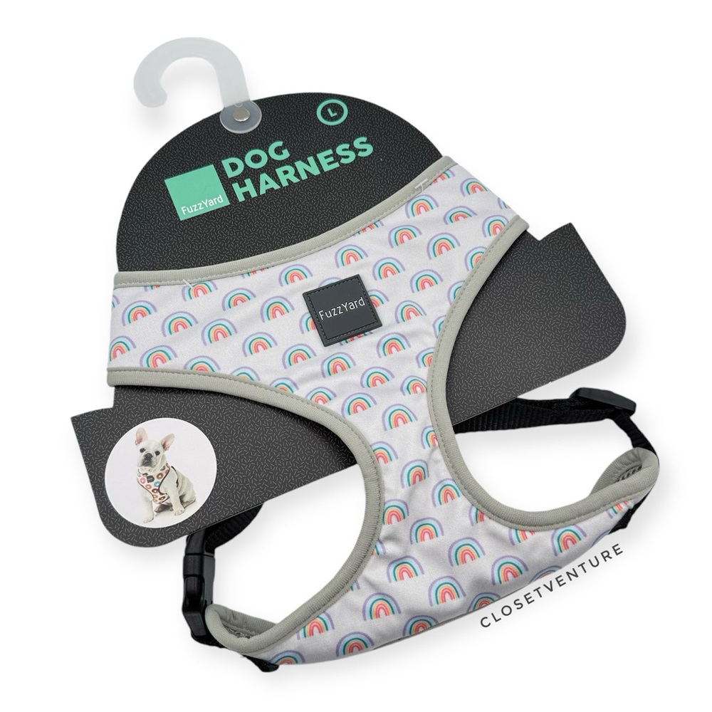 Fuzz Yard Grey Rainbow Arch Print Adjustable Harness Dog’s Size Large